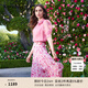 珂萊蒂爾【100桑蠶絲】2025年夏季新款法式浪漫碎花裙半身裙女 淡橙紅 M