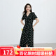 紅袖波點收腰連衣裙夏季2024新款女裝V領(lǐng)顯瘦減齡氣質(zhì)黑色顯白雪紡裙 黑底米點818 M