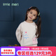 little mori小森林女童衛(wèi)衣秋裝泡泡袖圓領(lǐng)上衣卡通貓 米白色 130 cm/8歲