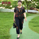 俞兆林（YUZHAOLIN）中老年女裝套裝奶奶裝短袖T恤胖媽媽兩件套夏季太太加肥大碼衣服 大花套裝 3XL 3XL 建議128-145左右