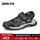 零度Zero涼鞋男2025夏季戶外休閑沙灘鞋舒適魔術(shù)貼可調(diào)節(jié)男士包頭拖鞋 黑色 【魔術(shù)貼】 42