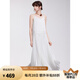 ELLE法式白色風(fēng)琴褶吊帶長(zhǎng)裙女2025春季新款優(yōu)雅海邊度假連衣裙 白色 S