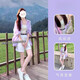 夢(mèng)琪嵐夏季穿搭整套2025新款韓系氣質(zhì)套裝女搭配休閑短褲三件套潮流顯瘦 紫色襯衫+吊帶背心+白色短褲 三 M 建議95-105斤