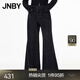 江南布衣（JNBY）牛仔褲女喇叭褲寬松水洗褲子拼接寬松拼色直筒長(cháng)褲5N2E15150 957/牛仔洗黑 L