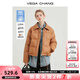 VEGA CHANG2025年冬新款啞光皮美拉德羽絨服女冬小個(gè)子外套ins 復(fù)古棕 S