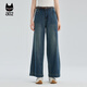 a02通勤穿搭寬松直筒牛仔褲女2025新款秋季闊腿褲子秋裝高腰長(cháng)褲 靜謐藍 牛仔藍 L