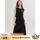 ELLE黑色釘鉆高級感連衣裙女2025夏季新款無袖圓領氣質優(yōu)雅背心裙 黑色 M