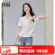 歐莎（OSA）純色V領(lǐng)短袖T恤女2025夏季新款捏褶設(shè)計(jì)修身顯瘦正肩上衣薄款 白色 M