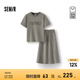 Semir[商場(chǎng)同款]套裝女字母抽繩上衣休閑開(kāi)叉長(cháng)裙2025新款夏兩件套 鐵灰20600 L