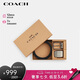 蔻馳（COACH）【品牌直供】男士雙扣頭腰帶禮盒PVC配皮革灰黑色 七夕禮物