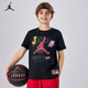 Jordan耐克童裝男女童短袖T恤夏季Nike兒童上衣 正黑色 120(6) 
