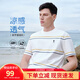與狼共舞【涼感索羅娜】短袖T恤男夏季款冰爽簡(jiǎn)約透氣條紋圓領(lǐng)短T上衣男 803本白 L 175/92A