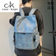 casa-kupsCK真皮雙肩包男2025新款時(shí)尚背包潮流旅行包電腦包校園學(xué)生書包 PU藍(lán)色_收藏+小禮物