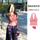 微光里2025夏季新款蝴蝶結(jié)格子掛脖吊帶女拼接蕾絲內(nèi)搭性感背心辣妹上衣 掛脖辣妹吊帶紅色建議80-110斤