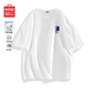 名創(chuàng  )優(yōu)品（MINISO）純棉中袖男2025夏季簡(jiǎn)約百搭寬松潮多巴胺色系純色短袖T恤男大碼 【100%純棉】白色(z深藍海域胸標) XL 180 (不起球不掉色)
