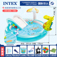 INTEX嬰兒童充氣游泳池家庭大號室外海洋球池沙池家用寶寶噴水戲水池 鱷魚滑梯-201x170cm +(6重禮)+墊