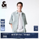 杰克·瓊斯（JACK&JONES）男裝潮流簡約寬松個性水洗褪色字母貼布牛仔短袖襯衫男224359009 E39 中藍牛仔 E39 中藍牛仔 M 175