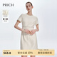 PRICH圓領(lǐng)收腰復(fù)古小香風(fēng)連衣裙2024夏季新款極簡(jiǎn)短袖短裙秋季穿搭女套 象牙白色 M 165