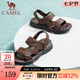 駱駝（CAMEL）新款磨砂牛皮柔軟兩穿涼拖舒適商務(wù)男士涼鞋 G13M211017 深棕色腳背高拍大一碼 41