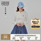 Teenie Weenie小熊長(zhǎng)袖T恤女2025年春季新款半開(kāi)襟時(shí)尚亨利領(lǐng)鏤空打底衫 象牙白 S