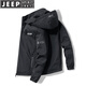 JEEP SPIRIT吉普夾克男外套上衣男士春秋季新款純色連帽茄衫男裝服飾郵休閑 黑色（款） 常規(guī) XL （121斤-135斤）