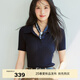 伊芙麗（eifini）伊芙麗百搭休閑POLO領(lǐng)修身針織衫女2025夏裝新款通勤上衣女 藏青 M 100-110斤
