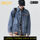 NKDH品牌牛仔夾克男長(cháng)袖新款春秋季工作服牛仔防燙耐磨秋天外套 J05淺藍 M