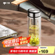 萬象（WANXIANG）雙層玻璃杯V49RL商務(wù)辦公便攜裝鈦黑亮便攜車載大容量居家泡茶杯
