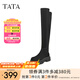 他她（TATA）厚底過膝長筒靴法式彈力美拉德女靴子冬新款WD804DC3 黑色 40