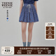 Teenie Weenie小熊半身裙女2025年夏季新款細(xì)褶碎花小清新文藝短裙 藏青色 M