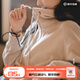 馬登女裝 搖粒絨連帽衛(wèi)衣半開襟保暖套頭衫軟糯純色慵懶風(fēng)學(xué)生衛(wèi)衣秋 米色 馬登工裝 L