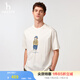 哈吉斯（HAZZYS）男女裝 夏季上衣【PHIZ】情侶款小狗印花寬松圓領(lǐng)短袖T恤 米黃色OW-男款 XL （180/100A 50）-男款