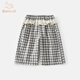 班喜迪女童褲子夏裝2026新款洋氣寶寶直筒闊腿褲夏季兒童薄款格子七分褲 黑白格 100