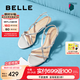 百麗（Belle）華爾茲優(yōu)雅一字帶涼鞋女25夏新商場款真皮綁帶高跟鞋3WS33BL5 銀色 38 (240mm)
