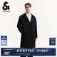 杰克·瓊斯（JACK&JONES）男裝春秋新款時(shí)尚潮靜奢風(fēng)寬松風(fēng)衣外套闊型翻領(lǐng)中長款大衣高級感 E40 黑色 M 175