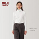無印良品（MUJI）女式起毛羅紋編織高領(lǐng)長袖T恤打底衫女款內(nèi)搭春季上衣 白色 XL (165/92A)