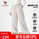 駱駝（CAMEL）戶外休閑褲女薄絨保暖褲秋冬季防潑水防風(fēng)登山輕量工裝褲