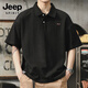 JEEP SPIRIT吉普美式復古POLO衫男夏季透氣簡(jiǎn)約風(fēng)重磅男裝寬松大碼短袖上衣 241黑色 L （120-140斤）