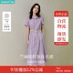 茵曼（INMAN）章若楠同款苧麻女裝娃娃領(lǐng)連衣裙2025春季新品長(zhǎng)裙子 紫色 L