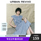 UR2025夏季新款女裝復(fù)古牛仔荷葉邊牛仔連衣裙UWG850114 藍(lán)色 XL
