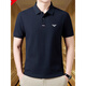 EMPORIO ARMANI EA7阿瑪尼絲光棉短袖t恤男夏季翻領純色體恤中年寬松純·棉POLO汗衫 藏青色 L 170 120-140斤