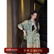 三吉黑花【青藤】國風(fēng)新中式防曬人絲燒花襯衫上衣外套高級感輕奢 青綠 S