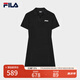 FILA 斐樂官方女子針織連衣裙時尚修身POLO領(lǐng)短袖裙子 正黑色-BK L (170) 88A