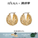 翡拉拉（fellala）「簡(jiǎn)奢時(shí)尚」系列編織C圈耳圈個(gè)性高級(jí)感鏤空耳環(huán)通勤大氣耳飾女 金色