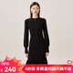 哥弟真的好（GIRDEAR）女裝高腰燈籠袖羊毛針織魚尾小黑裙連衣裙A500219 黑 S (2)