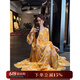 三吉黑花【蟬翼】國風(fēng)新中式重工燒花兩件套連衣裙裙子女夏2025新 明黃 S