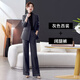 百顏西裝套裝女外套2025新款格子質(zhì)感厚款正裝休閑ol職業(yè)裝套褲秋冬裝 高級灰西裝+闊腿褲 M