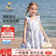 Classic Teddy精典泰迪女童連衣裙兒童吊帶裙中小童裝純棉碎花裙子夏 紫色 100