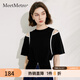MeetMetro瑪依爾設(shè)計感露肩T恤女2025夏新款小眾開叉短袖純棉上衣 黑色 XL