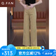 恰凡（QIAFAN）九分闊腿褲女夏季薄款2025新款修身顯瘦直筒褲小個(gè)子休閑褲 卡其色 26 /S